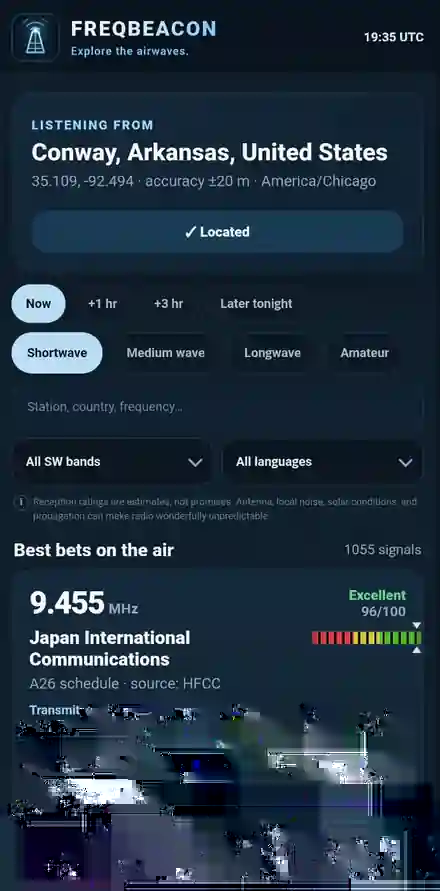 Signal Scout radio discovery application screen
